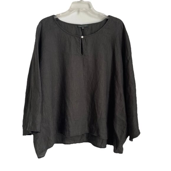 For Cynthia Green 100% Linen Dolman Sleeve Top Lagenlook Oversized - Picture 1 of 7